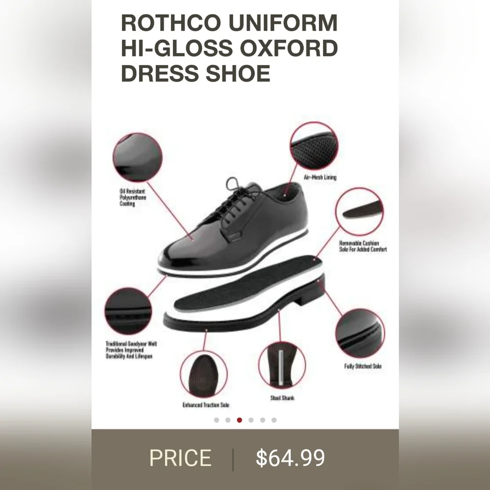 Rothco's Uniform Hi-Gloss Oxford Dress Shoe 5M